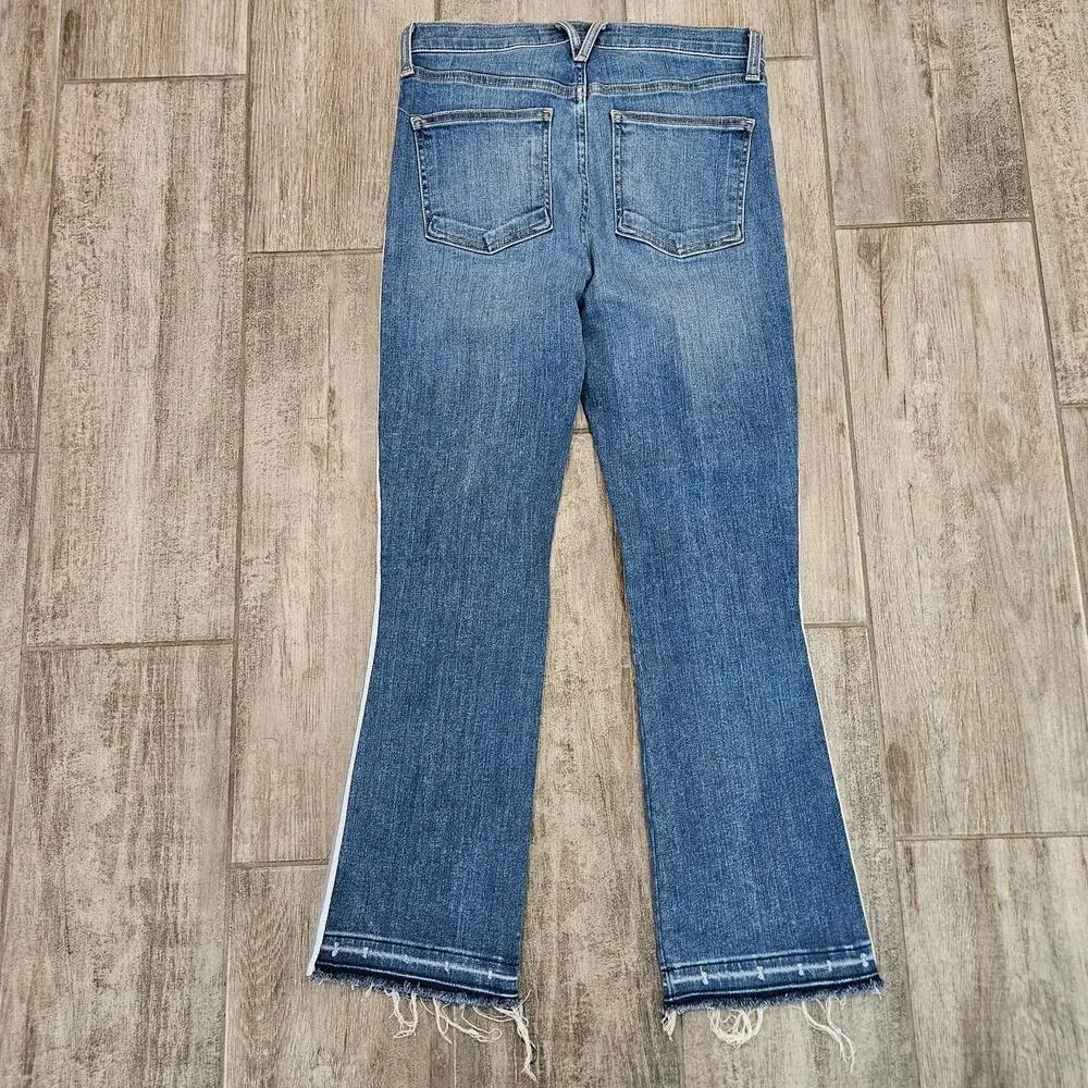 Veronica Beard Carolyn Baby Boot Jeans 26 High Rise Button Fly‎ Tuxedo Stripe